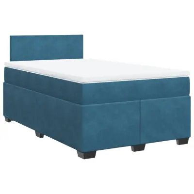 vidaXL Box spring postelja z vzmetnico temno modra 120x200 cm žamet