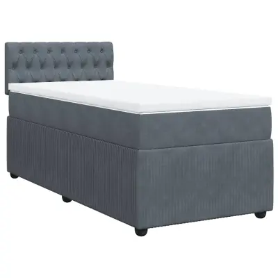 vidaXL Box spring postelja z vzmetnico temno siva 100x200 cm žamet