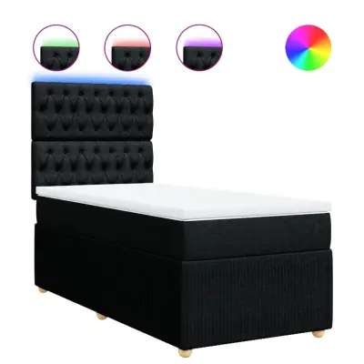 vidaXL Box spring postelja z vzmetnico črna 90x200 cm blago