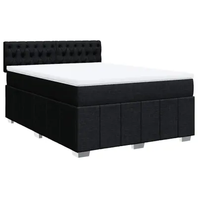 vidaXL Box spring posteljni z vzmetnico črn 140x190 cm blago