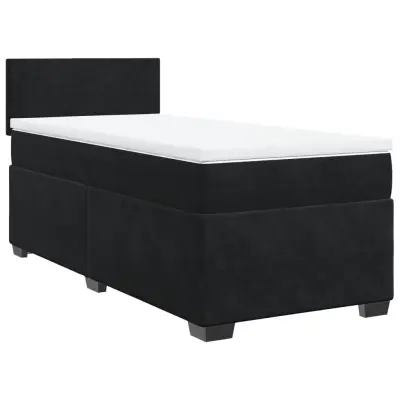 vidaXL Box spring postelja z vzmetnico črna 90x200 cm žamet