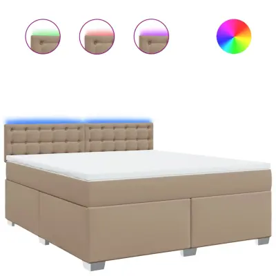 vidaXL Box spring postelja z vzmetnico kapučino 180x200cm umetno usnje