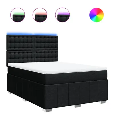 vidaXL Box spring postelja z vzmetnico črna 160x200 cm blago
