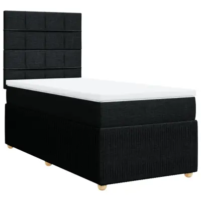 vidaXL Box spring postelja z vzmetnico črna 90x200 cm blago