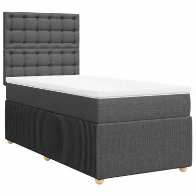 vidaXL Box spring postelja z vzmetnico temno siva 80x200 cm blago