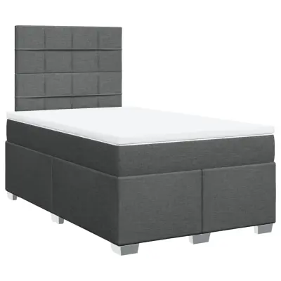 vidaXL Box spring postelja z vzmetnico temno siva 120x200 cm blago