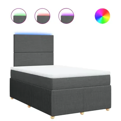 vidaXL Box spring postelja z vzmetnico temno siva 120x190 cm blago