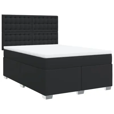 vidaXL Box spring postelja z vzmetnico črn 140x200 cm umetno usnje