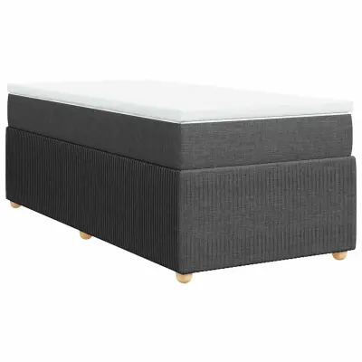 vidaXL Box spring postelja z vzmetnico temno siva 80x200 cm blago