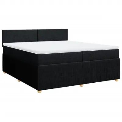 vidaXL Box spring postelja z vzmetnico črn 200x200 cm blago