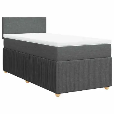 vidaXL Box spring postelja z vzmetnico temno siva 100x200 cm blago