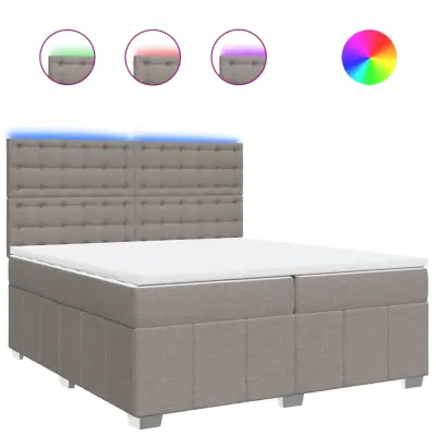 vidaXL Box spring postelja z vzmetnico taupe 200x200 cm blago