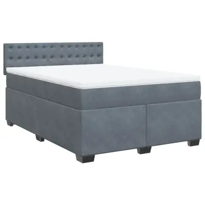 vidaXL Box spring posteljni z vzmetnico temno siv 140x190 cm žamet