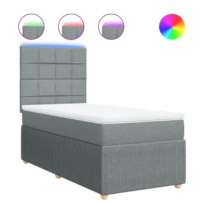 vidaXL Box spring postelja z vzmetnico svetlo siva 80x200 cm blago