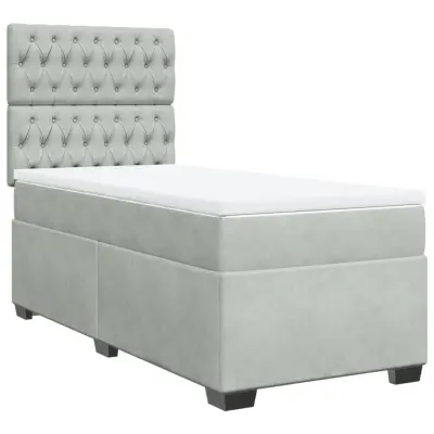 vidaXL Box spring postelja z vzmetnico svetlo siva 80x200 cm žamet