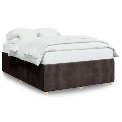 vidaXL Posteljni okvir brez vzmetnice temno rjav 140x190 cm blago