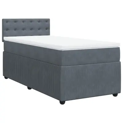 vidaXL Box spring postelja z vzmetnico temno siva 80x200 cm žamet