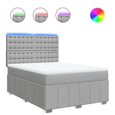 vidaXL Box spring postelja z vzmetnico svetlo siva 140x200 cm blago