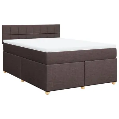 vidaXL Box spring postelja z vzmetnico temno rjava 140x200 cm blago