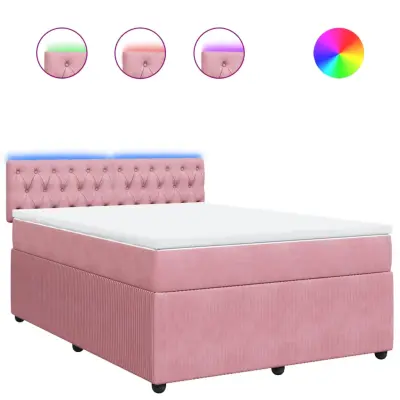 vidaXL Box spring postelja z vzmetnico roza 160x200 cm žamet