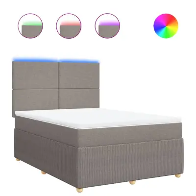 vidaXL Box spring postelja z vzmetnico taupe 140x190 cm blago