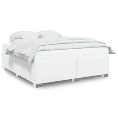 vidaXL Posteljni okvir bel 200x200 cm umetno usnje