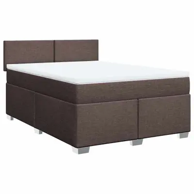 vidaXL Box spring postelja z vzmetnico temno rjav 140x190 cm blago