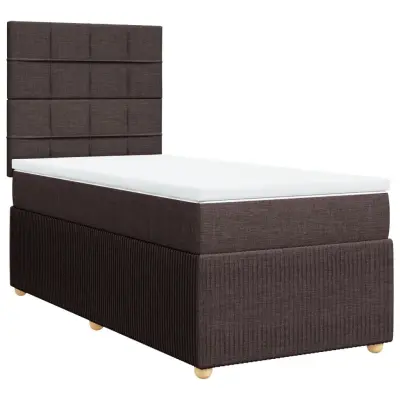 vidaXL Box spring postelja z vzmetnico temno rjava 100x200 cm blago