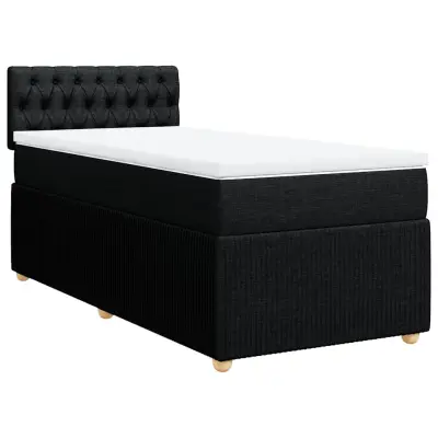 vidaXL Box spring postelja z vzmetnico črna 90x200 cm blago