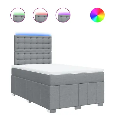 vidaXL Boxspring postelja z vzmetnico svetlo siva 120x190 cm blago