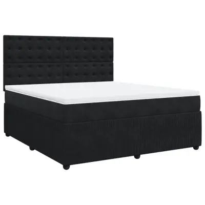 vidaXL Box spring postelja z vzmetnico črna 180x200 cm žamet