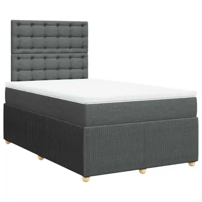 vidaXL Box spring postelja z vzmetnico temno siva 120x190 cm blago