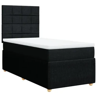 vidaXL Box spring postelja z vzmetnico črna 100x200 cm blago
