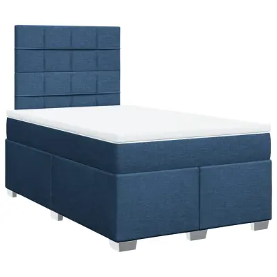 vidaXL Box spring postelja z vzmetnico modra 120x190 cm blago