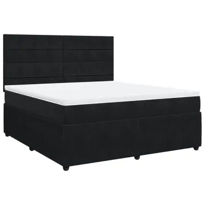 vidaXL Box spring postelja z vzmetnico črna 180x200 cm žamet