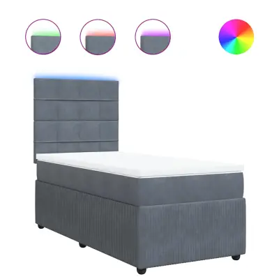 vidaXL Box spring postelja z vzmetnico temno siva 80x200 cm žamet