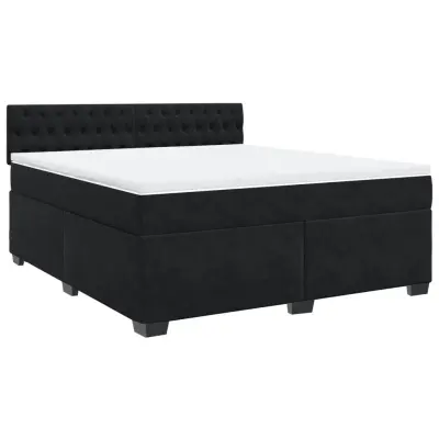 vidaXL Box spring postelja z vzmetnico črna 180x200 cm žamet