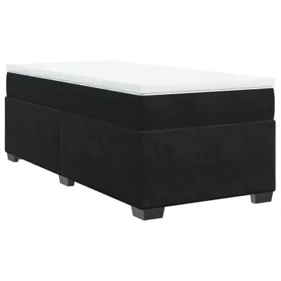 vidaXL Box spring postelja z vzmetnico črn 90x190 cm žamet