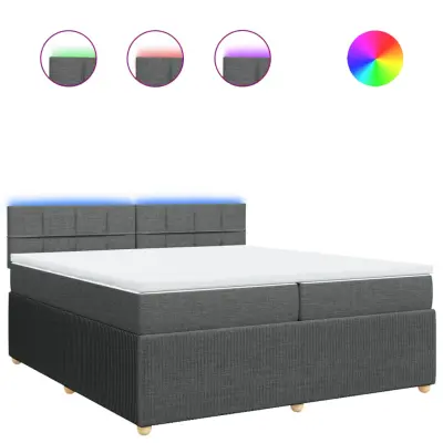 vidaXL Box spring postelja z vzmetnico temno siva 200x200 cm blago