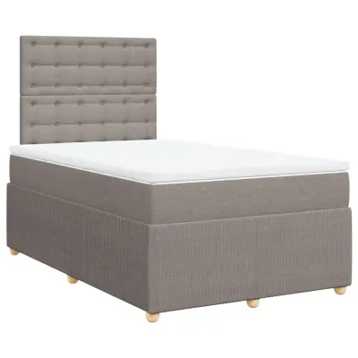vidaXL Box spring postelja z vzmetnico taupe 120x200 cm blago