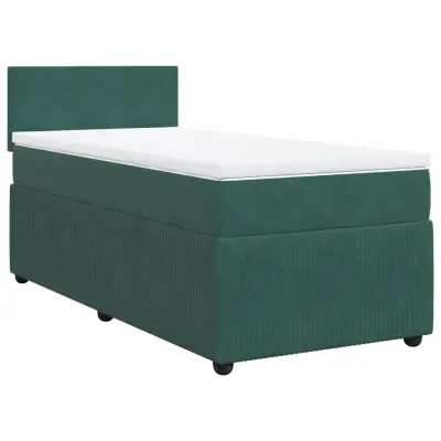 vidaXL Box spring postelja z vzmetnico temno zelena 100x200 cm žamet