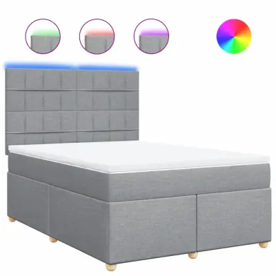 vidaXL Box spring posteljni z vzmetnico svetlo siv 140x190 cm blago