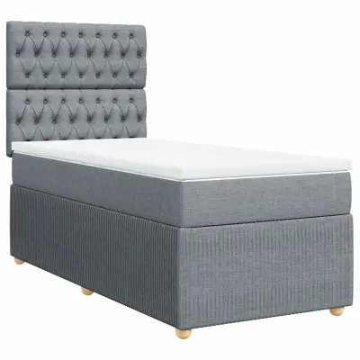 vidaXL Box spring postelja z vzmetnico svetlo siva 80x200 cm blago