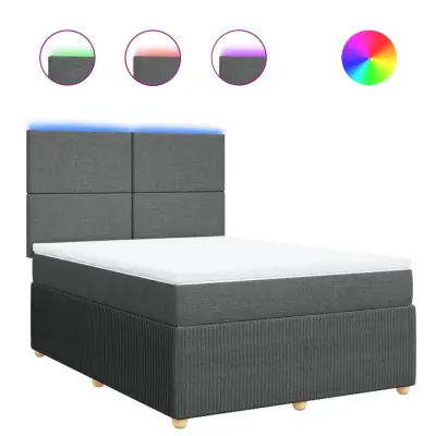 vidaXL Box spring posteljni z vzmetnico temno siv 140x190 cm blago