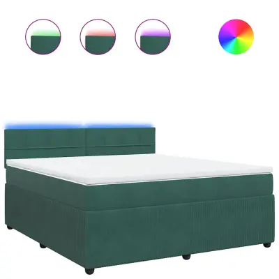 vidaXL Box spring postelja z vzmetnico temno zelena 180x200 cm žamet