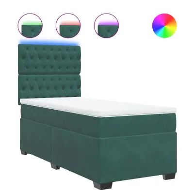 vidaXL Box spring postelja z vzmetnico temno zelena 80x200 cm žamet