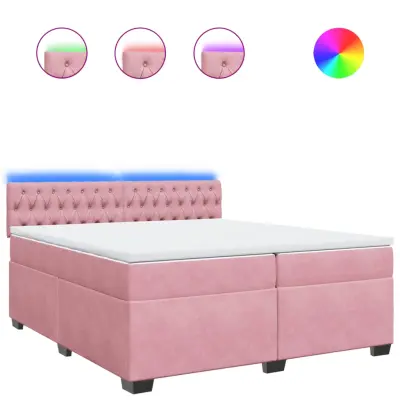 vidaXL Box spring postelja z vzmetnico roza 200x200 cm žamet
