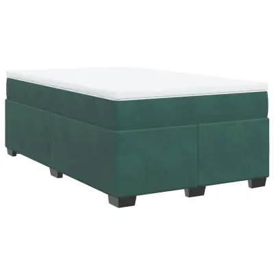 vidaXL Box spring postelja z vzmetnico temno zelena 120x200 cm žamet