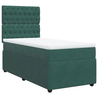 vidaXL Box spring postelja z vzmetnico temno zelena 100x200 cm žamet