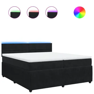 vidaXL Box spring postelja z vzmetnico črna 200x200 cm žamet